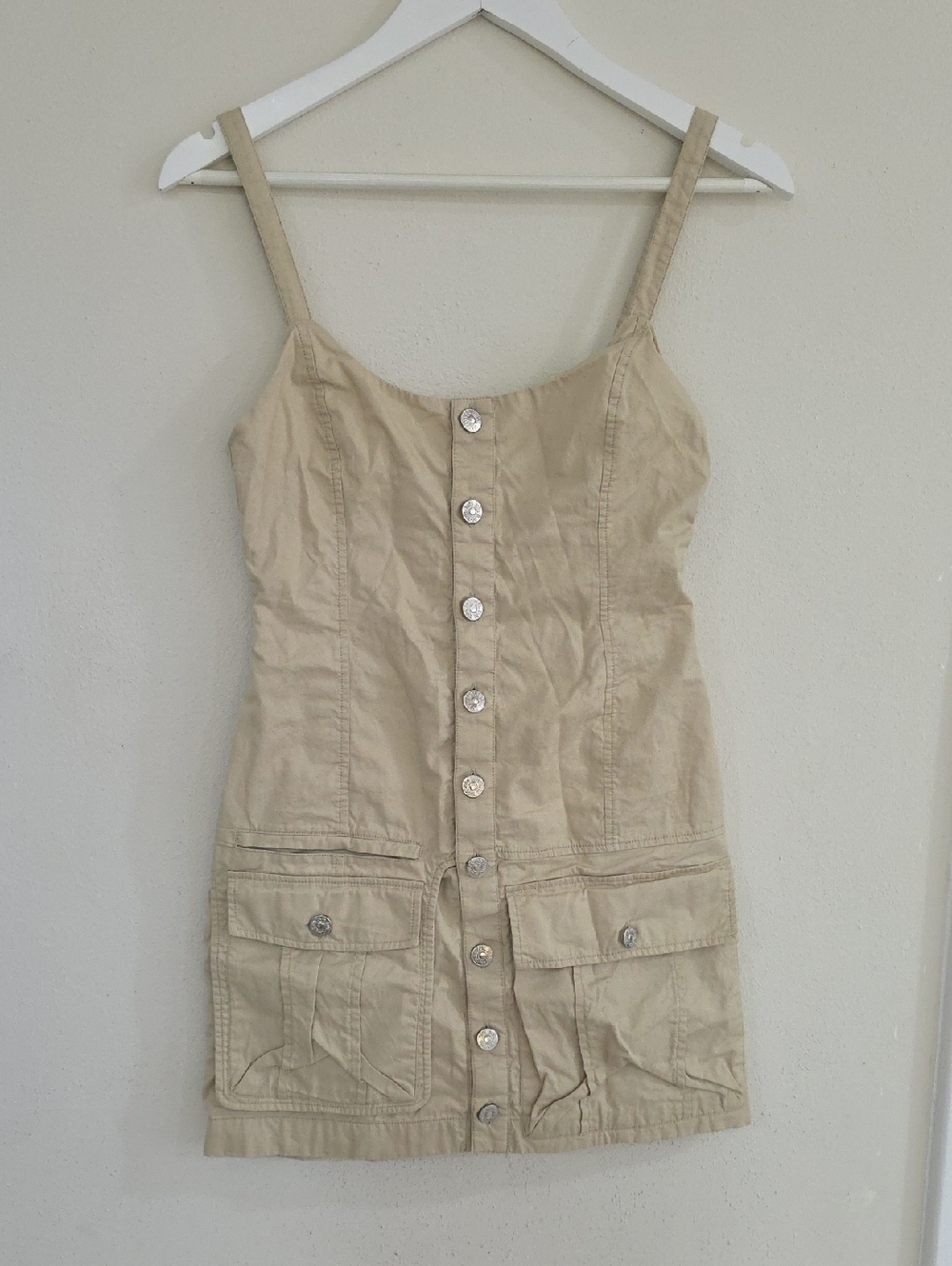 Zara Button-Front Tank Dress With Cargo Pockets